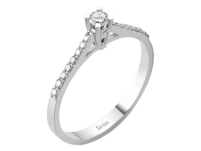 Eleganter Diamantring mit 0,10 ct Solitär & Pavé-Diamanten – 14K Weißgold