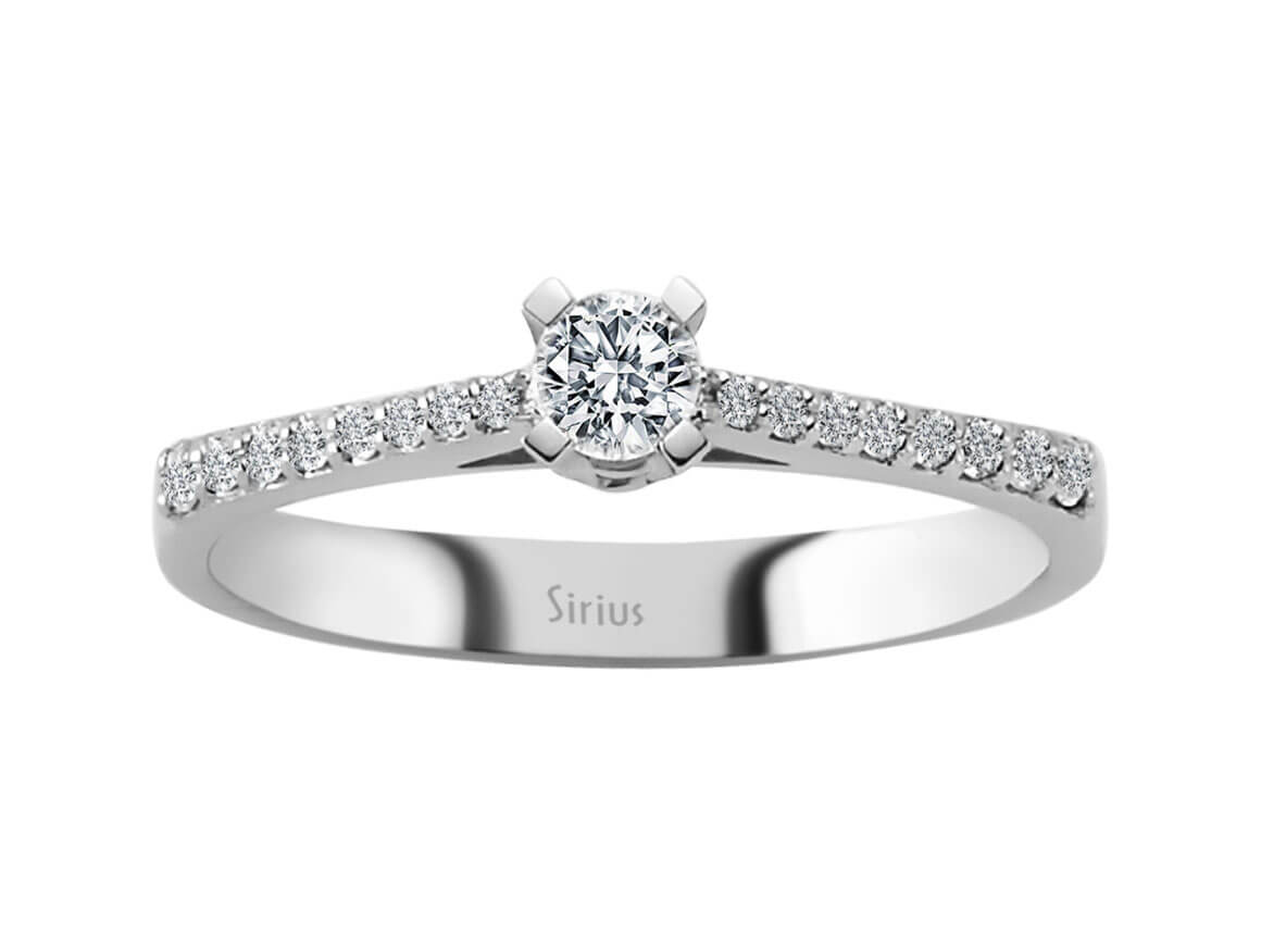 Funkelnder Diamantring mit 0,17 ct Solitär & Pavé-Fassung – 18K Weißgold