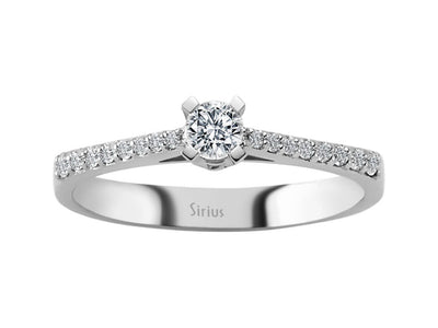 Funkelnder Diamantring mit 0,17 ct Solitär & Pavé-Fassung – 18K Weißgold