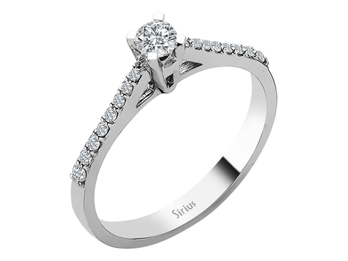 Funkelnder Diamantring mit 0,17 ct Solitär & Pavé-Fassung – 18K Weißgold