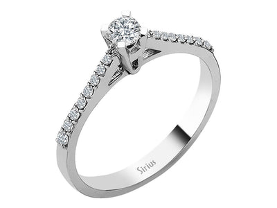 Funkelnder Diamantring mit 0,17 ct Solitär & Pavé-Fassung – 18K Weißgold