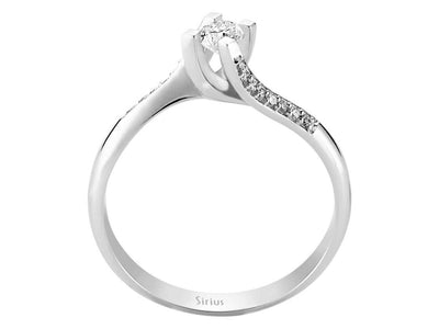 Eleganter Diamantring mit 0,21 ct Solitär und Seitensteinen – 14K Weißgold