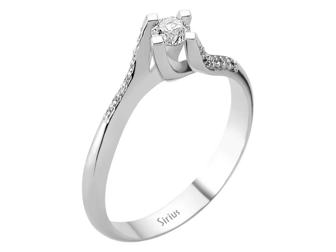 Eleganter Diamantring mit 0,21 ct Solitär und Seitensteinen – 14K Weißgold