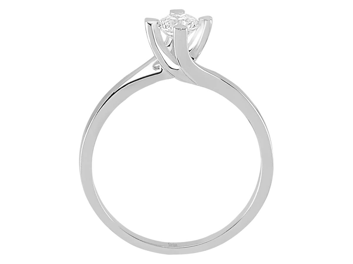 14K Weißgold Solitärring mit 0.38 ct Labor-Diamant und Herz-Krappen
