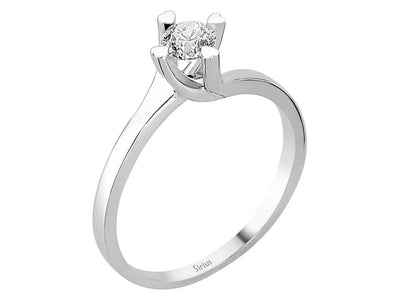 14K Weißgold Solitärring mit 0.38 ct Labor-Diamant und Herz-Krappen