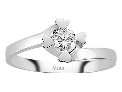 14K Weißgold Solitärring mit 0.30 ct Labor-Diamant und Herz-Krappenfassung