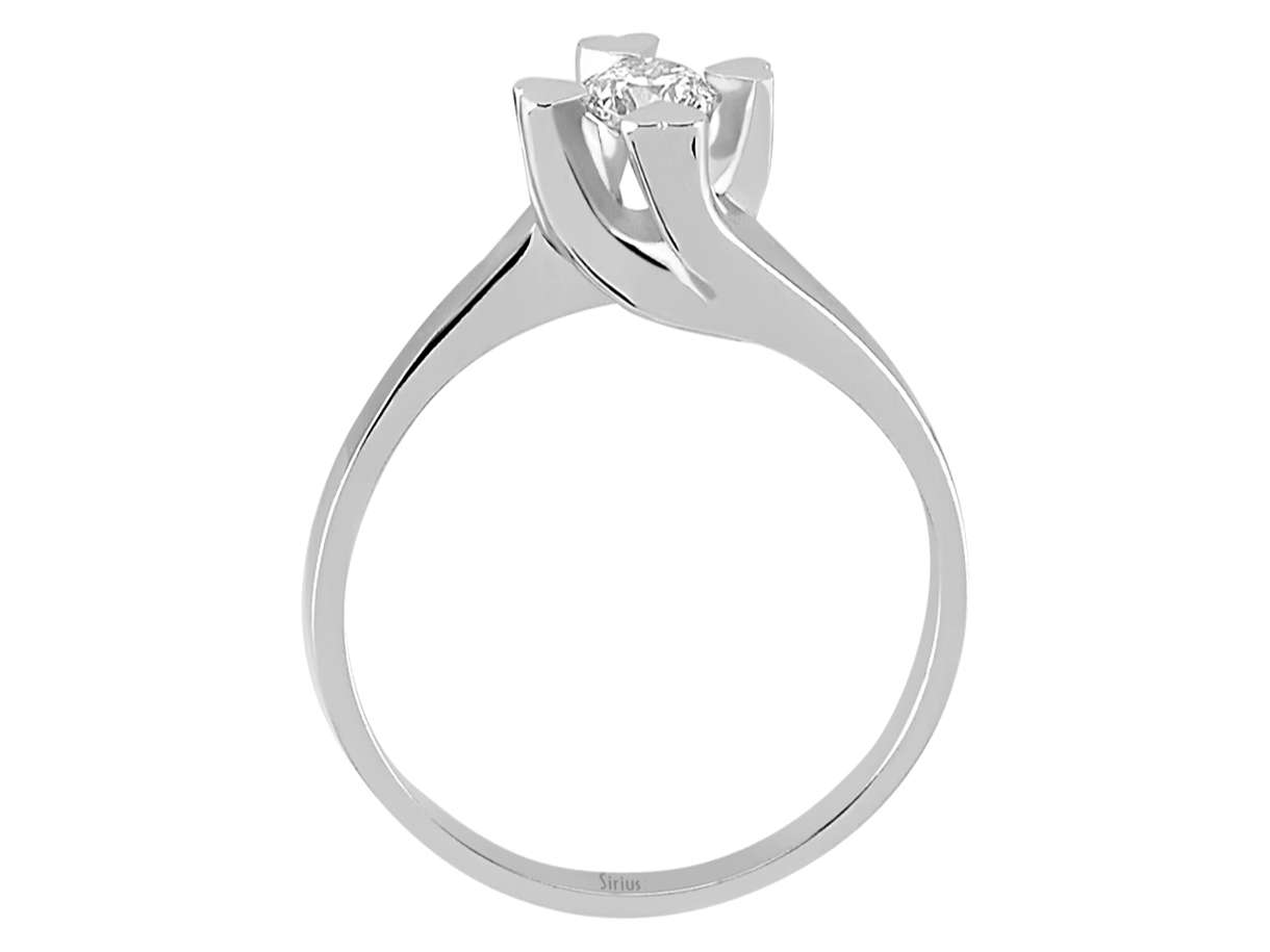 14K Weißgold Solitärring mit 0.30 ct Labor-Diamant und Herz-Krappenfassung
