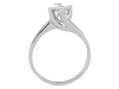 14K Weißgold Solitärring mit 0.30 ct Labor-Diamant und Herz-Krappenfassung