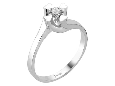 14K Weißgold Solitärring mit 0.30 ct Labor-Diamant und Herz-Krappenfassung