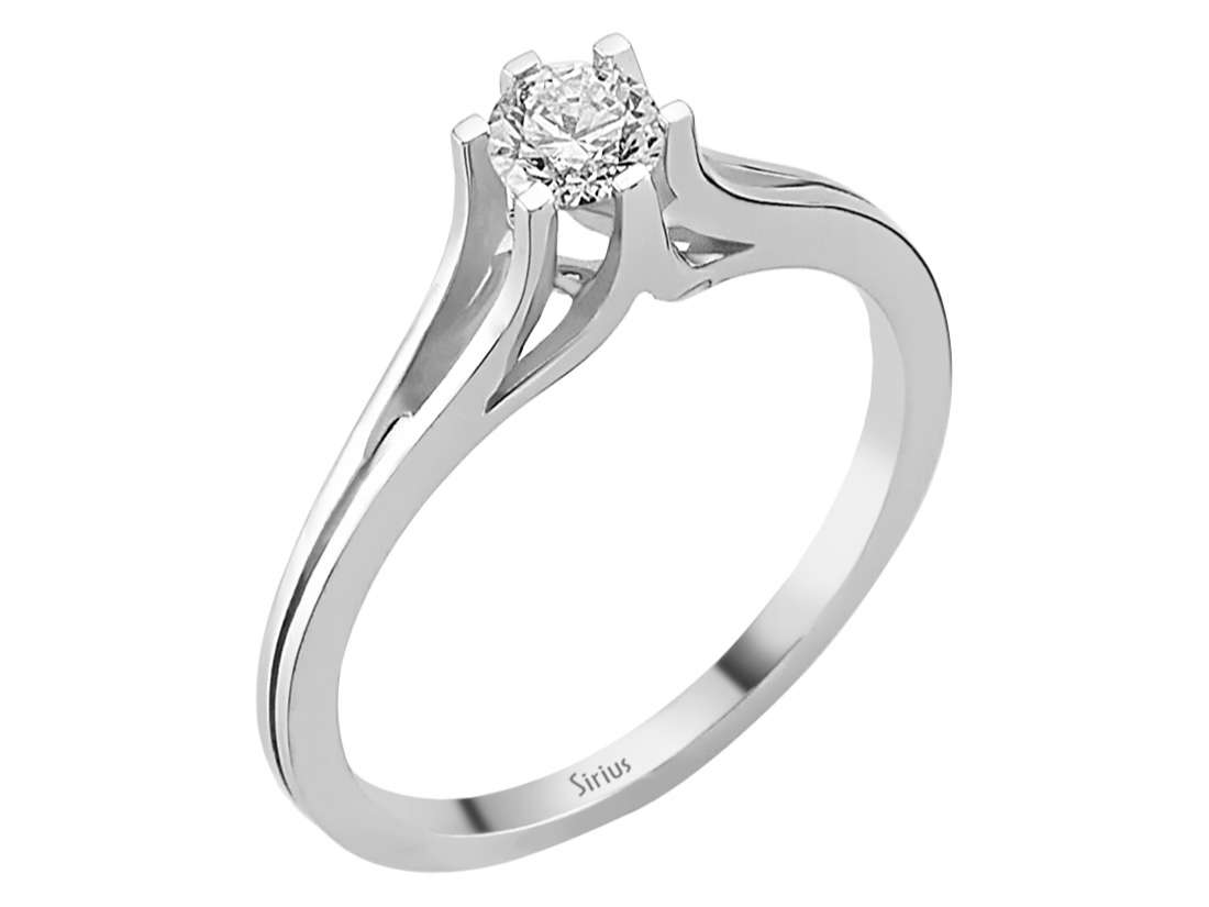 Solitärring mit geteiltem Band und Labor-Diamant – 0.32 ct
