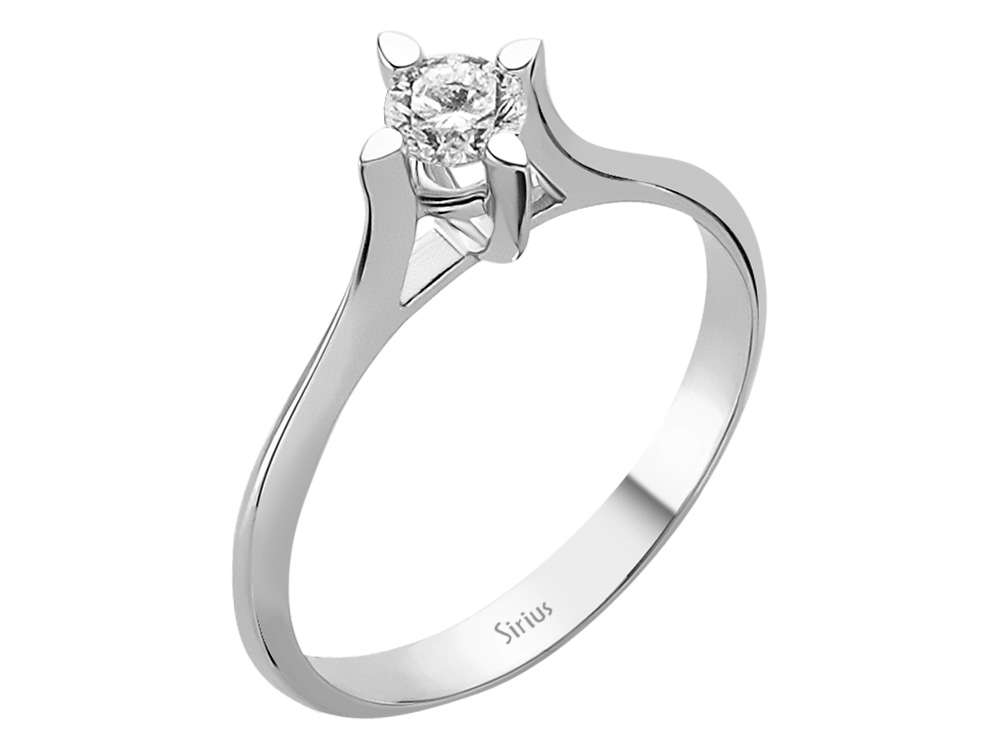 14K Weißgold Solitärring mit 0.26 ct Labor-Diamant in moderner Krappenfassung
