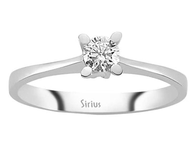 14K Weißgold Solitärring mit 0.22 ct Labor-Diamant in floraler Krappenfassung