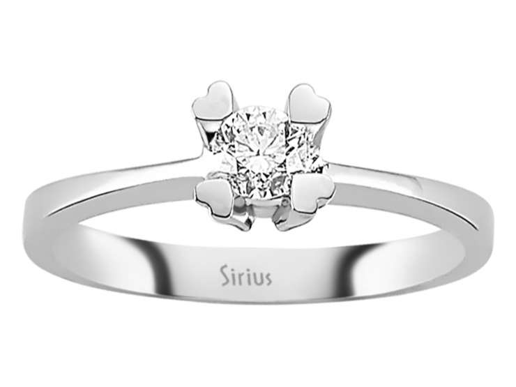 14K Weißgold Solitärring mit 0.27 ct Labor-Diamant und Herz-Krappenfassung