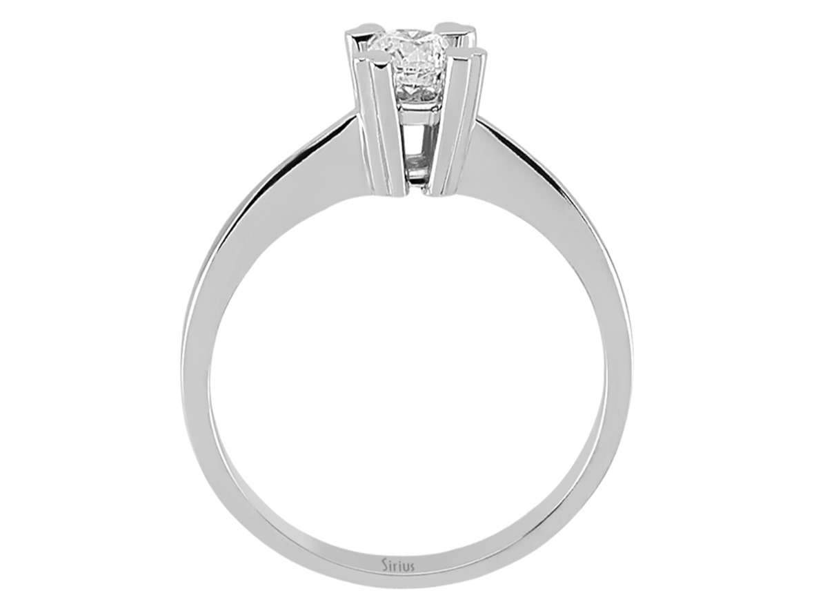 14K Weißgold Solitärring mit 0.27 ct Labor-Diamant und Herz-Krappenfassung
