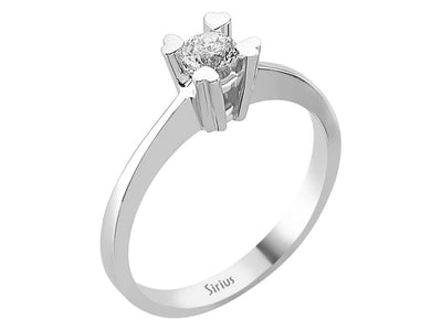 14K Weißgold Solitärring mit 0.27 ct Labor-Diamant und Herz-Krappenfassung