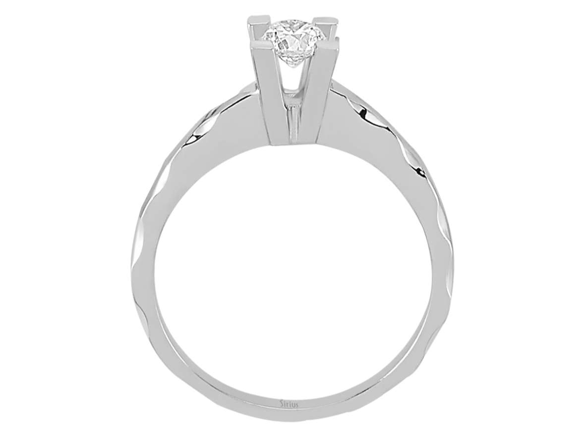 Solitaire Ring in 14K White Gold with a 0.31 ct Lab-Grown Diamond and a Wavy Band - High-Quality Jewelry from Rosy Lab Diamonds