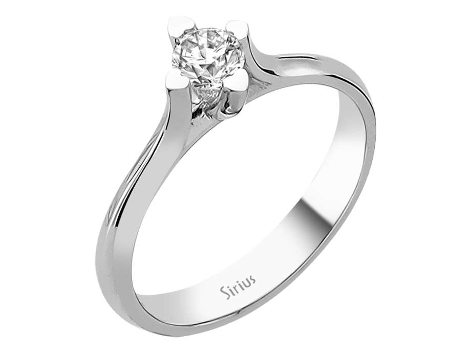 Bague solitaire en Or Blanc 14 carats avec diamant de laboratoire de 0,28 ct – monture incurvée – Bijoux haut de gamme de Rosy Lab Diamonds