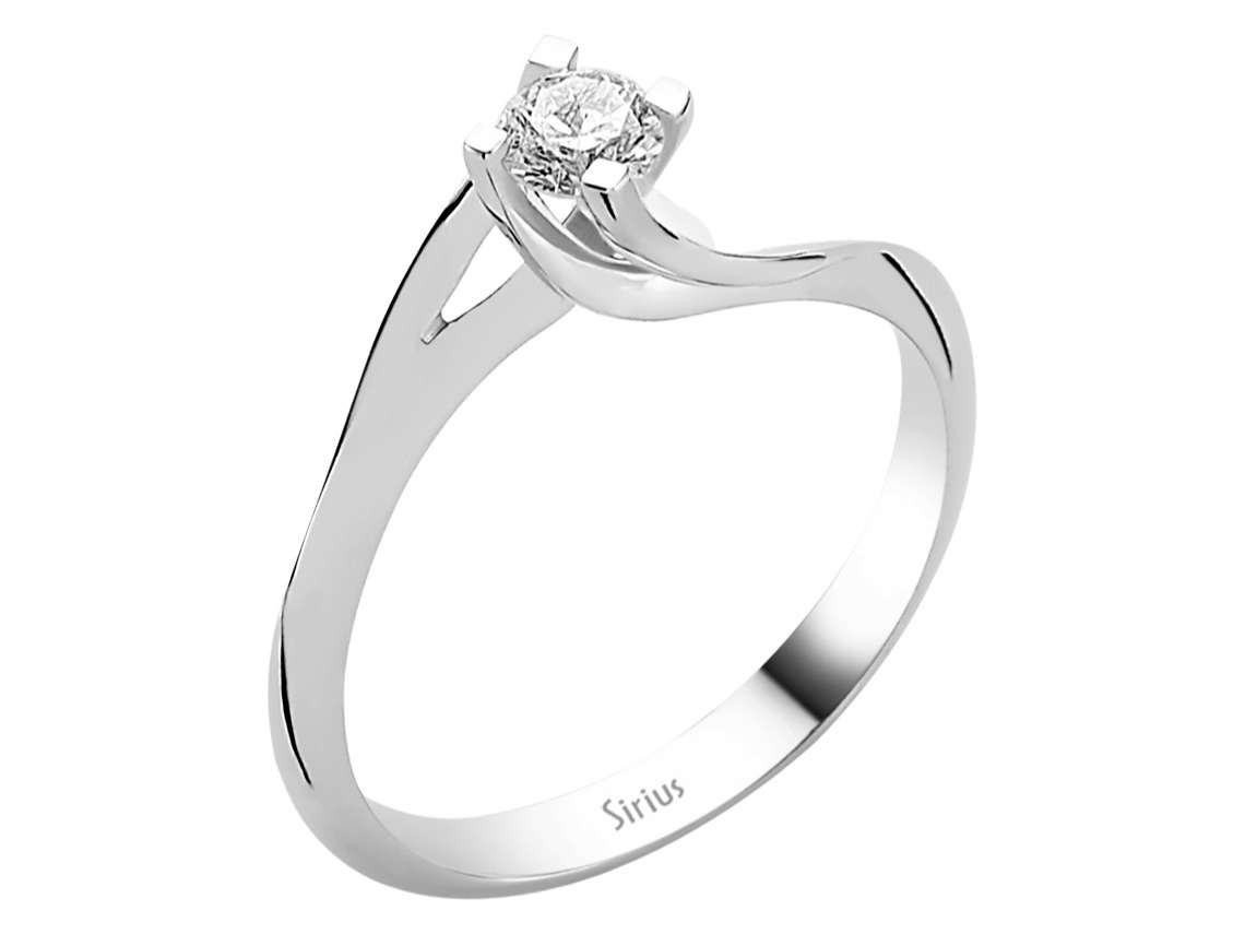 Solitärring mit 0,25 ct Labor-Diamant in 14K Weißgold – Schwungvolles Design