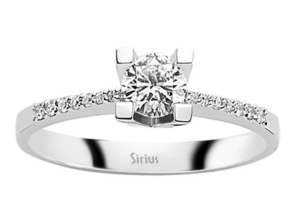 Klassischer Solitärring mit Pavé-Akzenten – 0,48 ct – 14K Weißgold – Modell 24R0047