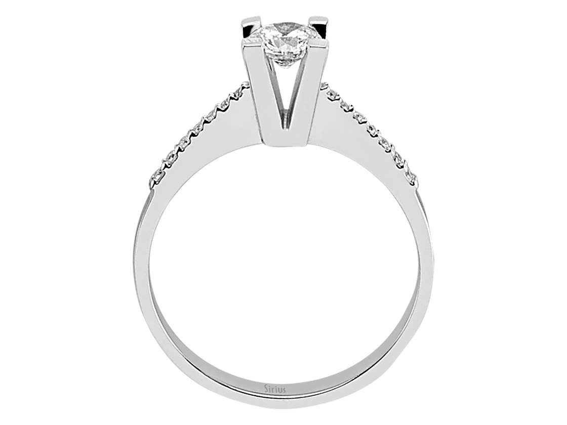 Klassischer Solitärring mit Pavé-Akzenten – 0,48 ct – 14K Weißgold – Modell 24R0047