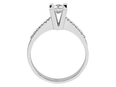 Klassischer Solitärring mit Pavé-Akzenten – 0,48 ct – 14K Weißgold – Modell 24R0047