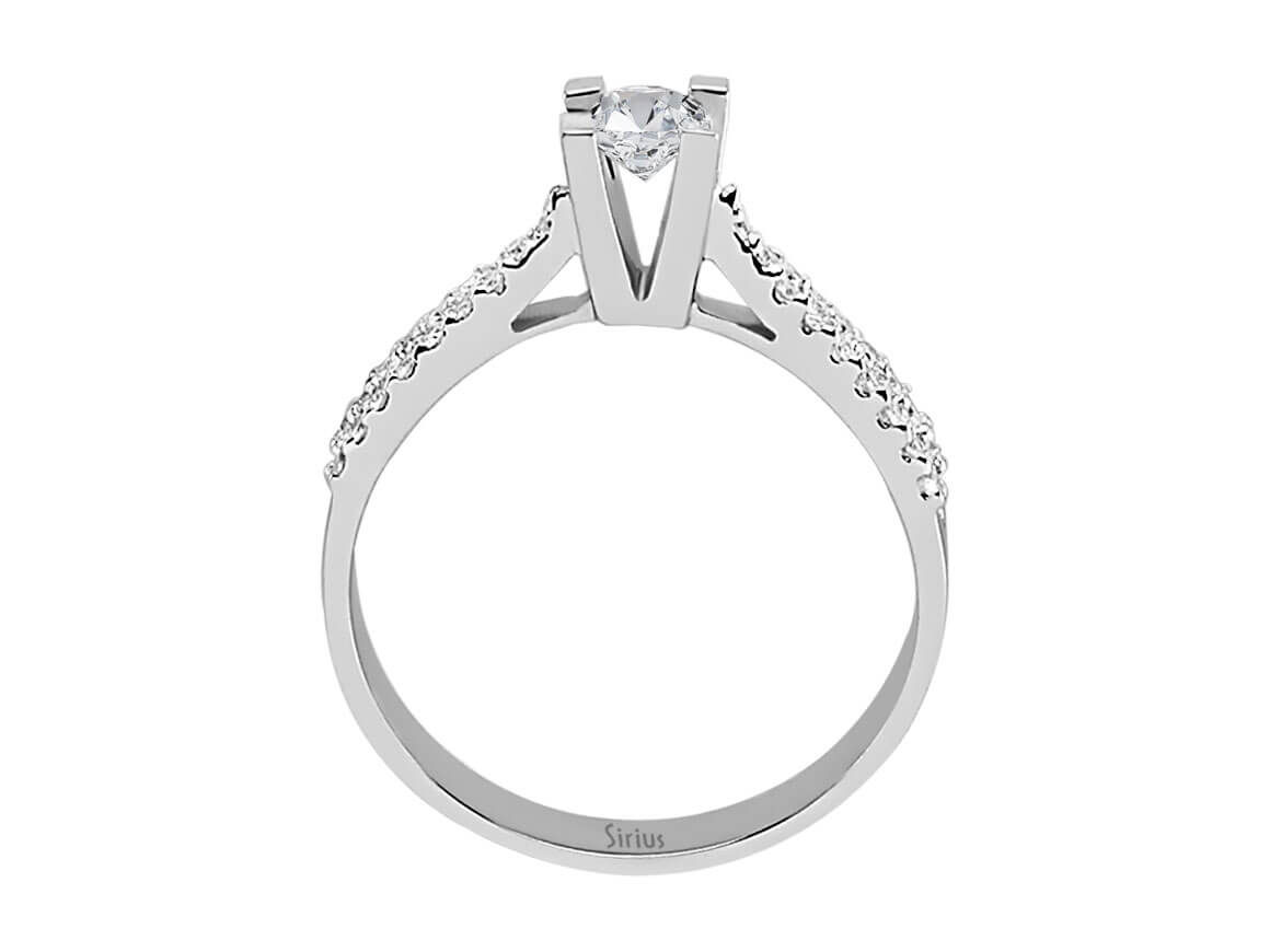 Bague solitaire en diamant de 0,50 ct – Double pavé – Or Blanc 14 carats – 24R0048 – Bijoux haut de gamme de Rosy Lab Diamonds