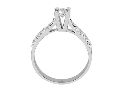 Eleganter Solitärring mit doppelreihigem Pavé – 0,50 ct – 14K Weißgold – Modell 24R0048