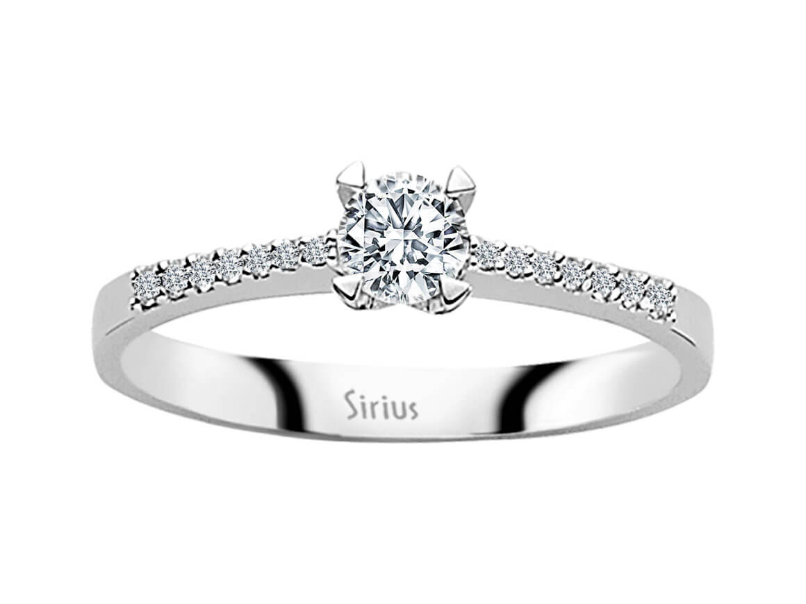 Eleganter Diamant-Verlobungsring mit Pavé-Band – 0,38 ct – 14K Weißgold – Modell 24R0050