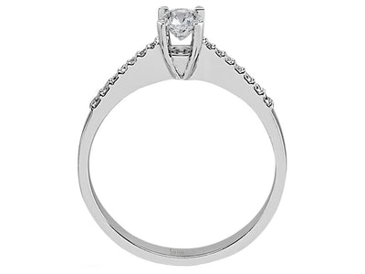 Eleganter Diamant-Verlobungsring mit Pavé-Band – 0,38 ct – 14K Weißgold – Modell 24R0050