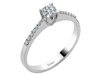 Eleganter Diamant-Verlobungsring mit Pavé-Band – 0,38 ct – 14K Weißgold – Modell 24R0050