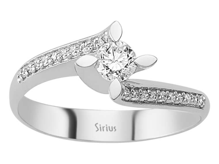 Eleganter Diamantring mit Mittelstein und Pavé-Besatz – 14K Weißgold – Modell 24R0051