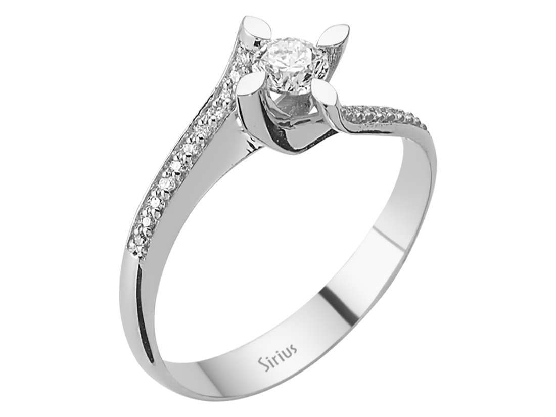 Eleganter Diamantring mit Mittelstein und Pavé-Besatz – 14K Weißgold – Modell 24R0051