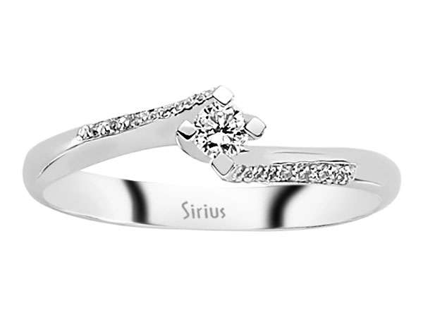 Zierlicher Diamant-Solitärring mit Akzentsteinen – 0,16 ct – 14K Weißgold – Modell 24R0052
