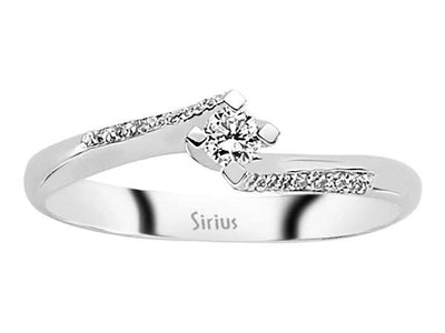 Zierlicher Diamant-Solitärring mit Akzentsteinen – 0,16 ct – 14K Weißgold – Modell 24R0052