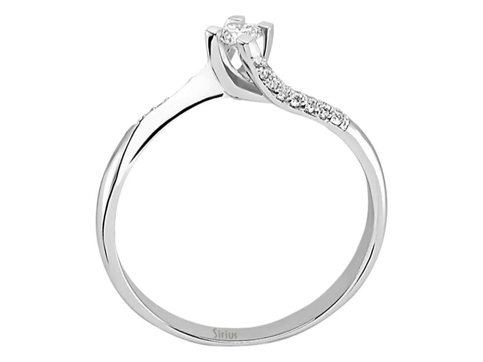 Zierlicher Diamant-Solitärring mit Akzentsteinen – 0,16 ct – 14K Weißgold – Modell 24R0052
