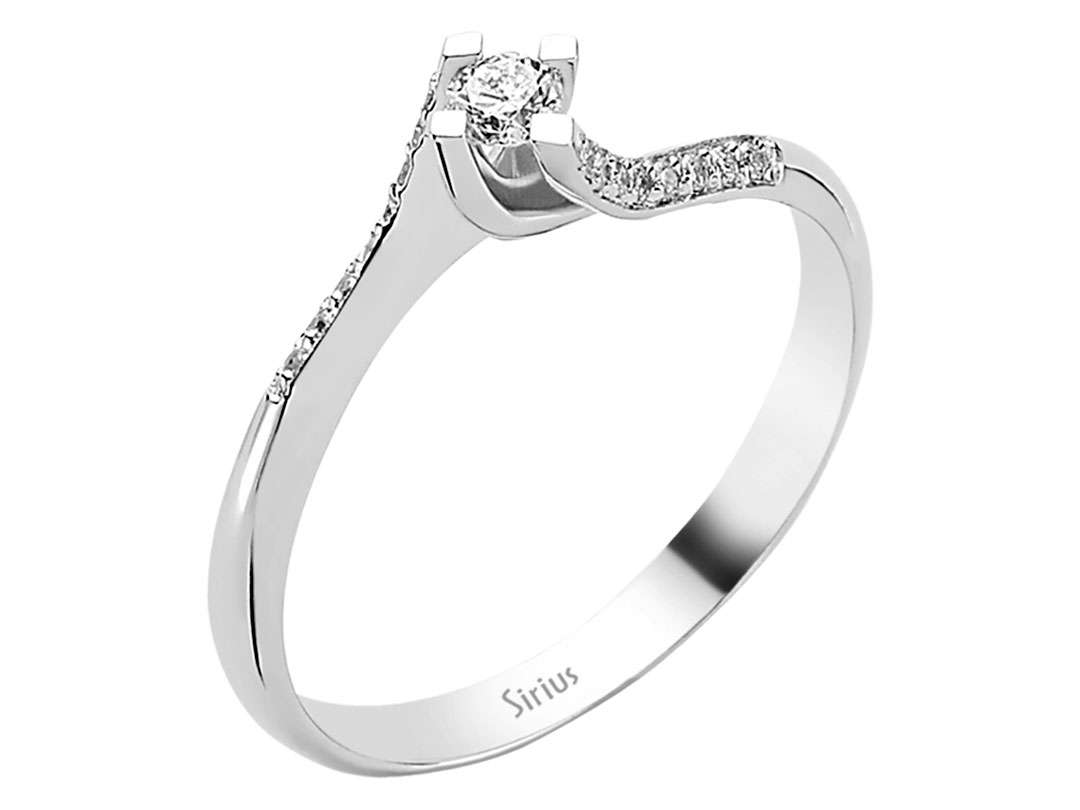 Zierlicher Diamant-Solitärring mit Akzentsteinen – 0,16 ct – 14K Weißgold – Modell 24R0052