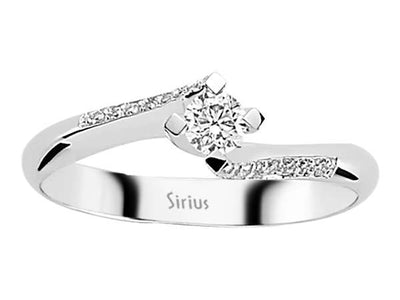 Zarter Diamant-Solitärring mit Akzentsteinen – 0,24 ct – 14K Weißgold – Modell 24R0053