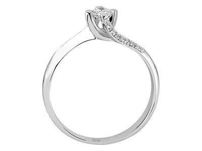 Zarter Diamant-Solitärring mit Akzentsteinen – 0,24 ct – 14K Weißgold – Modell 24R0053
