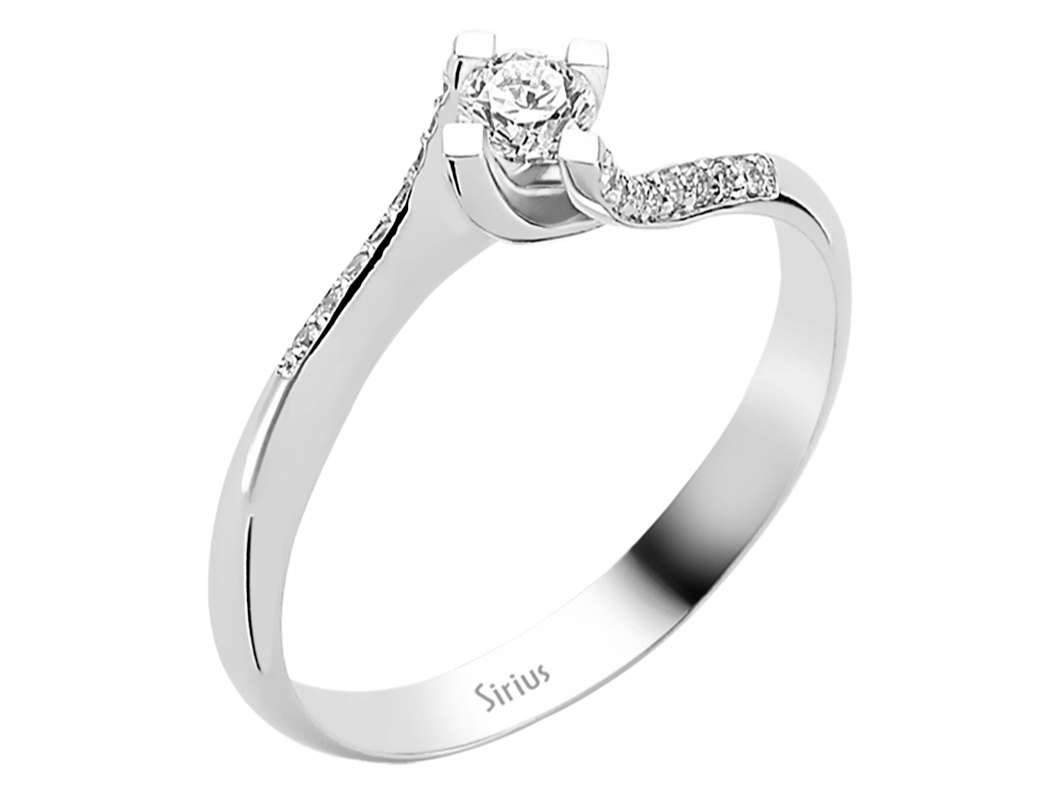 Zarter Diamant-Solitärring mit Akzentsteinen – 0,24 ct – 14K Weißgold – Modell 24R0053