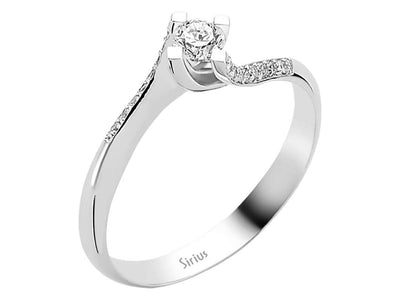 Zarter Diamant-Solitärring mit Akzentsteinen – 0,24 ct – 14K Weißgold – Modell 24R0053