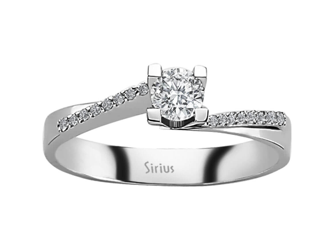 Pavé işlemeli pırlanta tektaş yüzük - 0,37 ct - 18K Beyaz Altın - Model 24R0055 - Rosy Lab Diamonds’tan yüksek kaliteli Mücevher