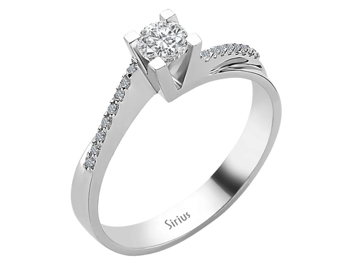 Pavé taşlı Pırlanta tektaş yüzük - 0,37 ct - 18K Beyaz Altın - Model 24R0055 - Rosy Lab Diamonds’ın yüksek kaliteli Mücevher’i