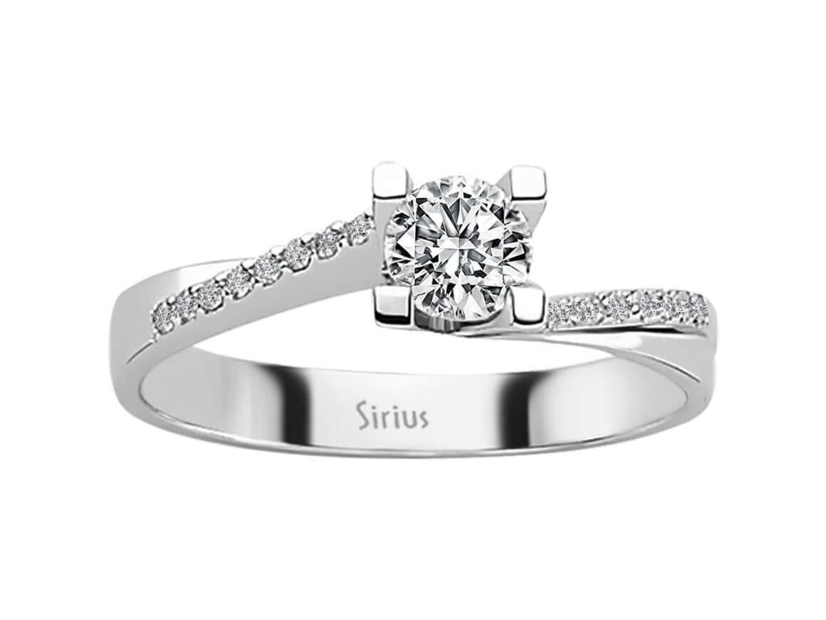 خاتم ألماس سوليتير بأحجار جانبية - 0,46 قيراط - ذهب أبيض عيار 18 قيراطًا - موديل 24R0056 - مجوهرات عالية الجودة من Rosy Lab Diamonds