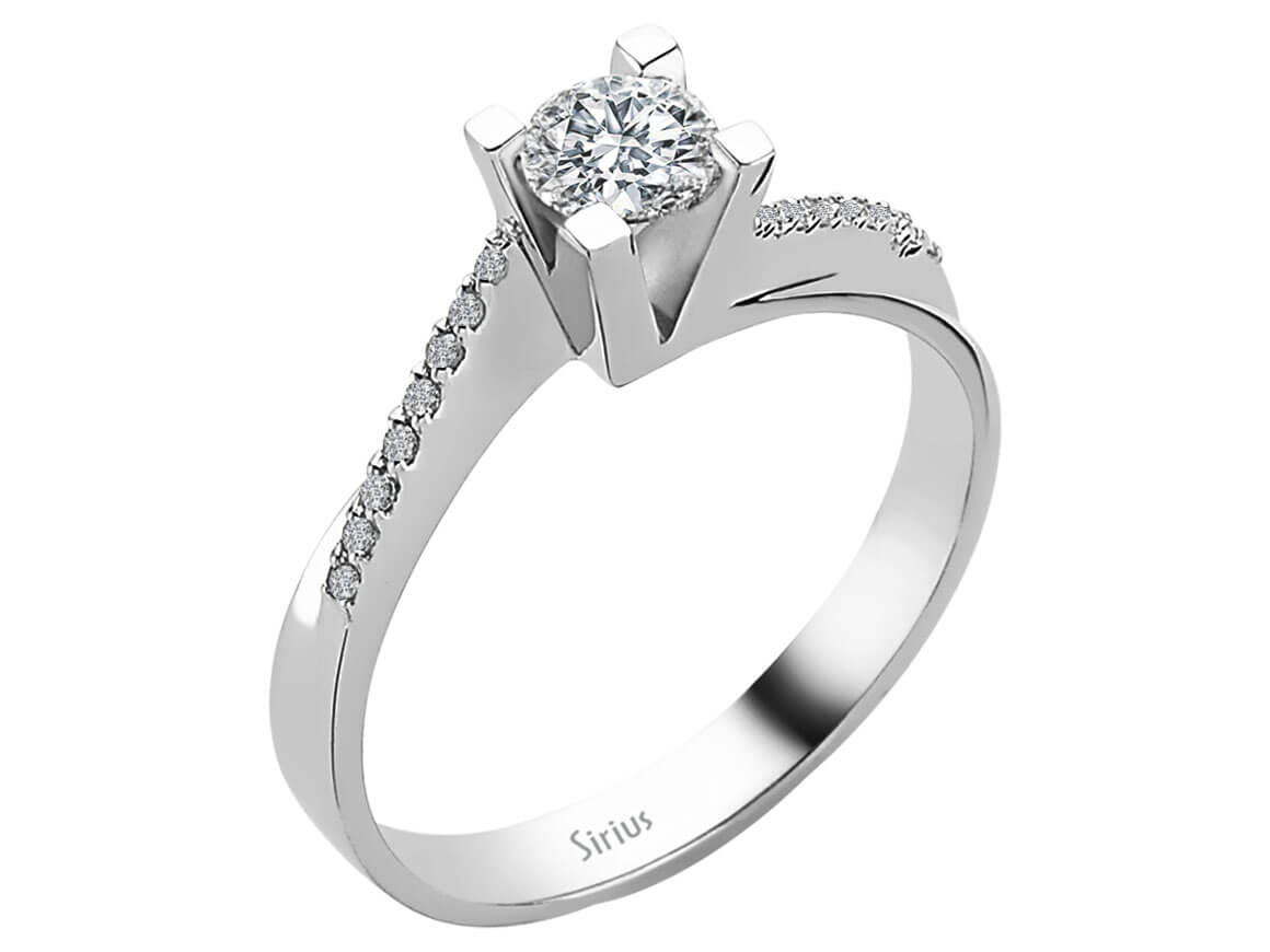 Diamant-Solitär mit Seitensteinen – 0,46 ct – 18K Weißgold – Modell 24R0056