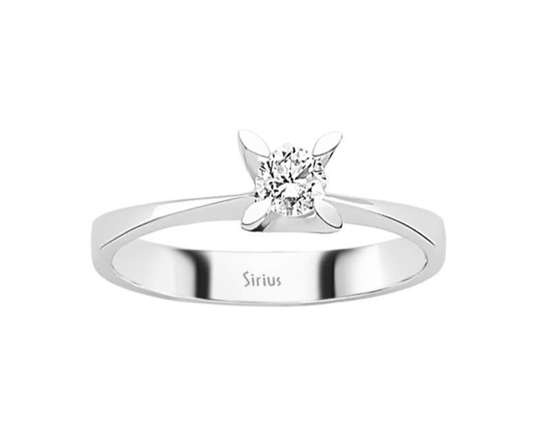 Solitärring mit Diamant in floraler Krappenfassung – 0,22 ct – 14K Weißgold – Modell 24R0067