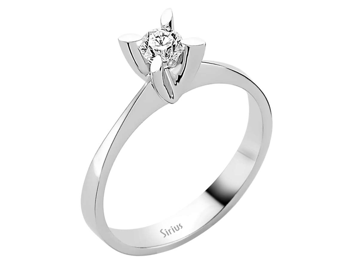 Solitärring mit Diamant in floraler Krappenfassung – 0,22 ct – 14K Weißgold – Modell 24R0067