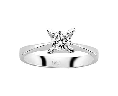 Solitärring mit Diamant in Blütenfassung – 0,42 ct – 14K Weißgold – Modell 24R0068