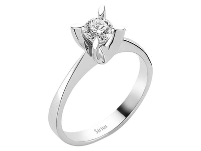 Solitärring mit Diamant in Blütenfassung – 0,42 ct – 14K Weißgold – Modell 24R0068