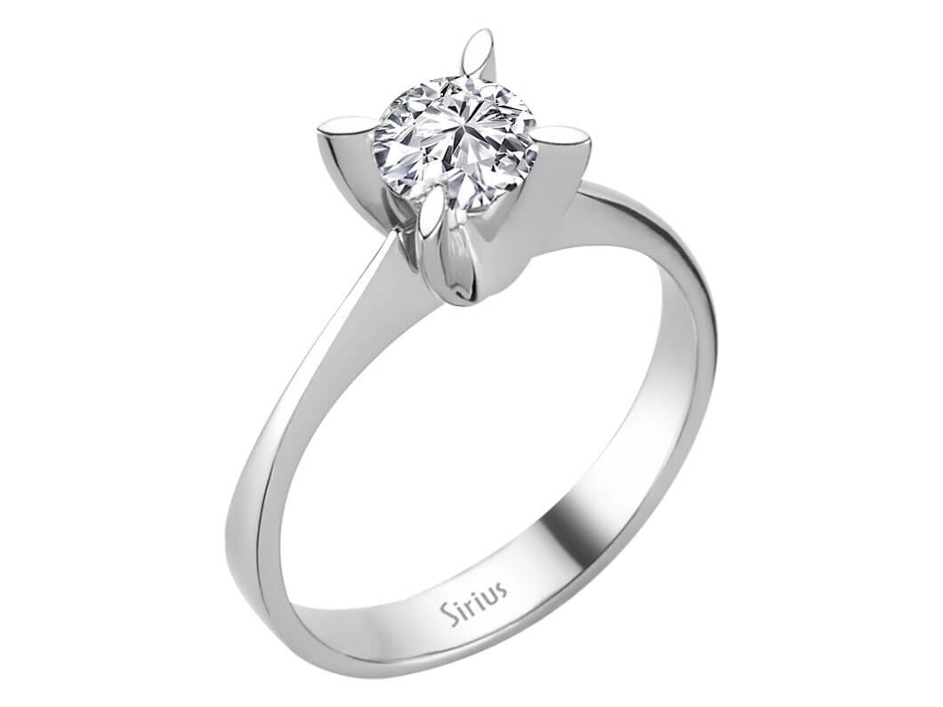 Bague solitaire avec diamant de laboratoire de 0,60 ct en Or Blanc 14K - modèle 24R0069 - Bijoux haut de gamme de Rosy Lab Diamonds