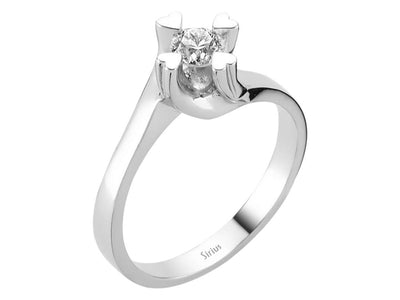 Solitärring mit 0,36 Karat Labordiamant in 14K Weißgold – Herzfassung